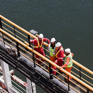 Energy workers on an oil rig